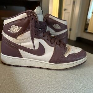 Air Jordan High-Top Sneakers in Purple/Mauve and White